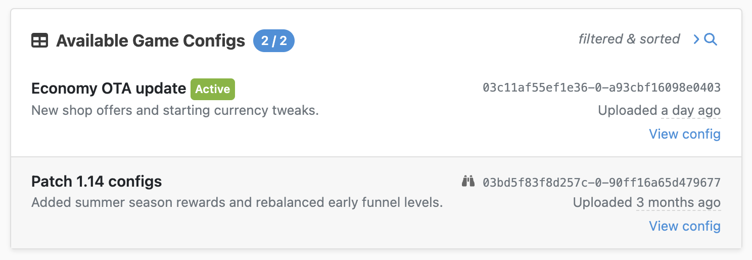 This game has two uploaded game configs.