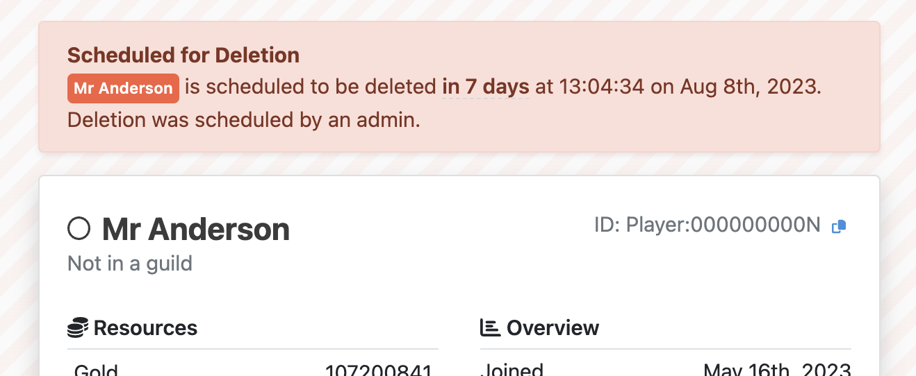 This player will be deleted in 7 days.