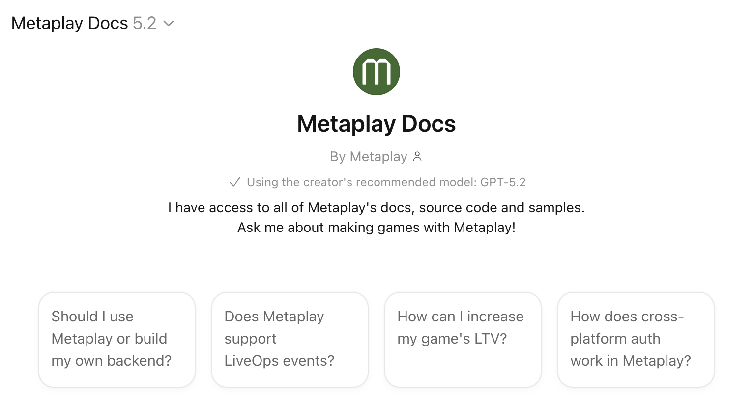 Metaplay Docs custom GPT