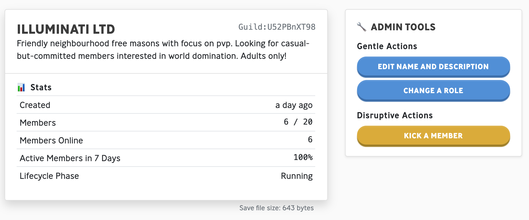 View and manage guilds from the LiveOps Dashboard.