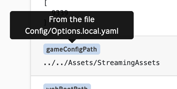 Tooltips help locate where an option has been configured!