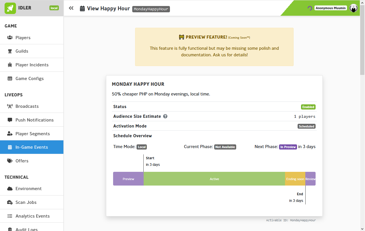 Viewing an offer shows a visual overview of how it has been configured!