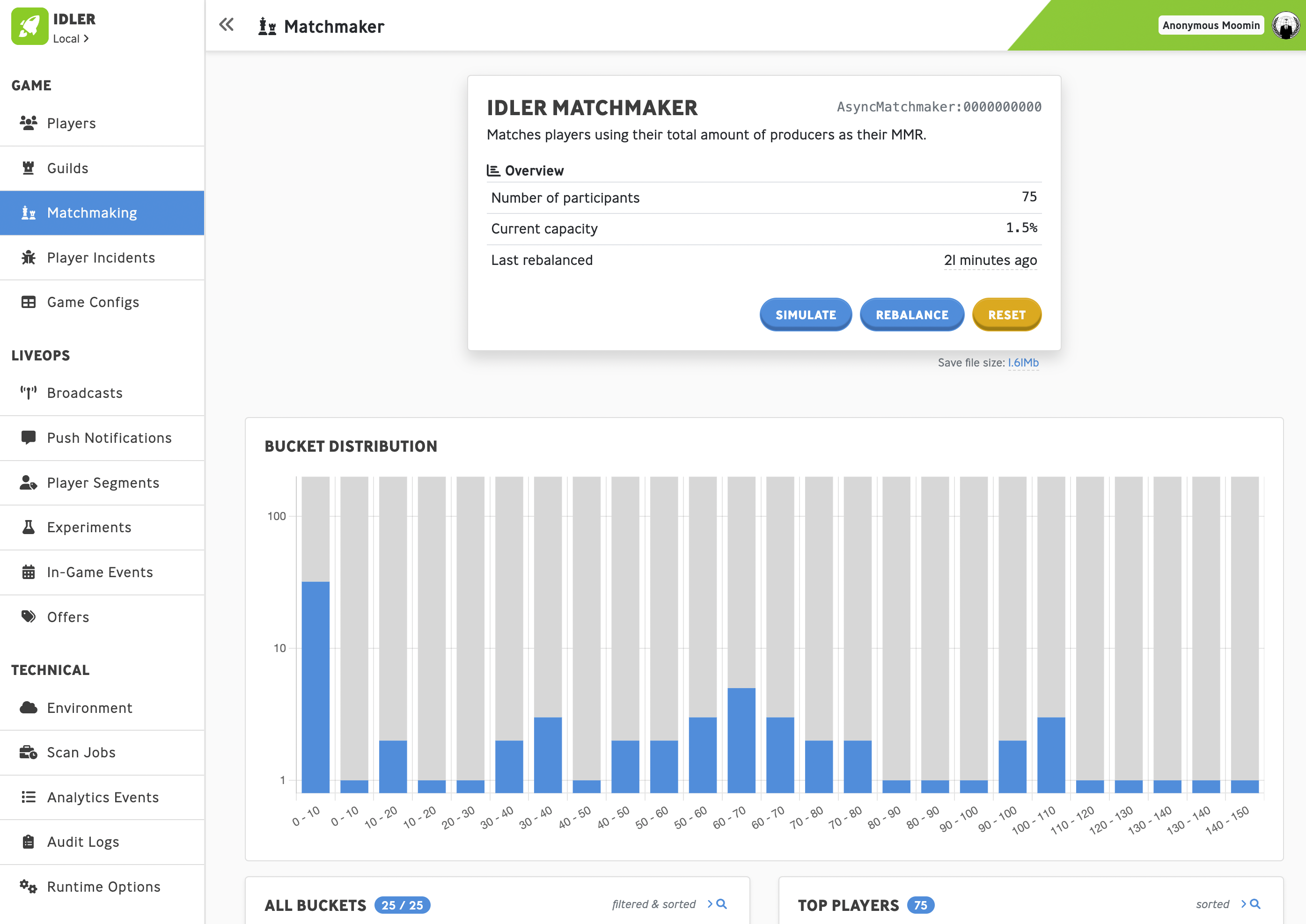 Inspect matchmaking distribution at a glance!