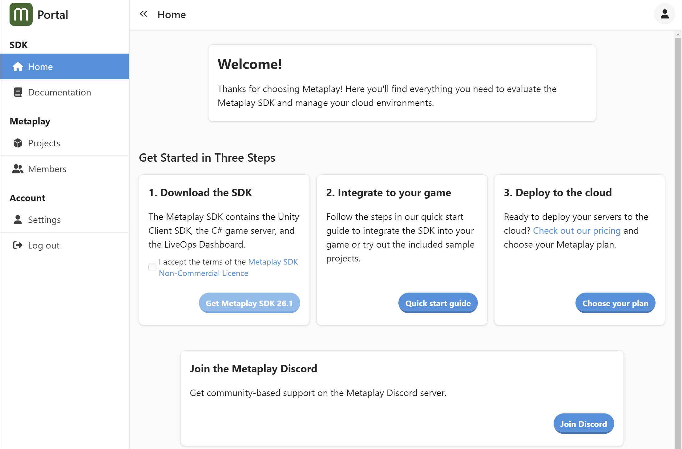 Metaplay Portal makes it easier to manage your organization's users, projects, and environments.