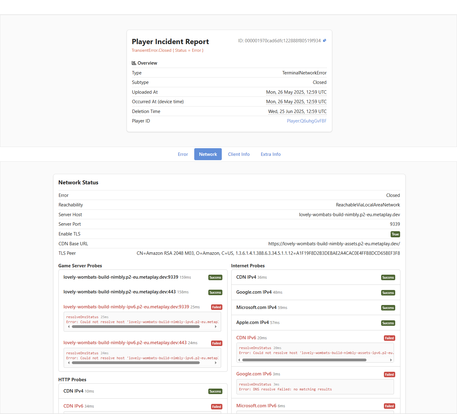 New Player Incident Report View with Tabs