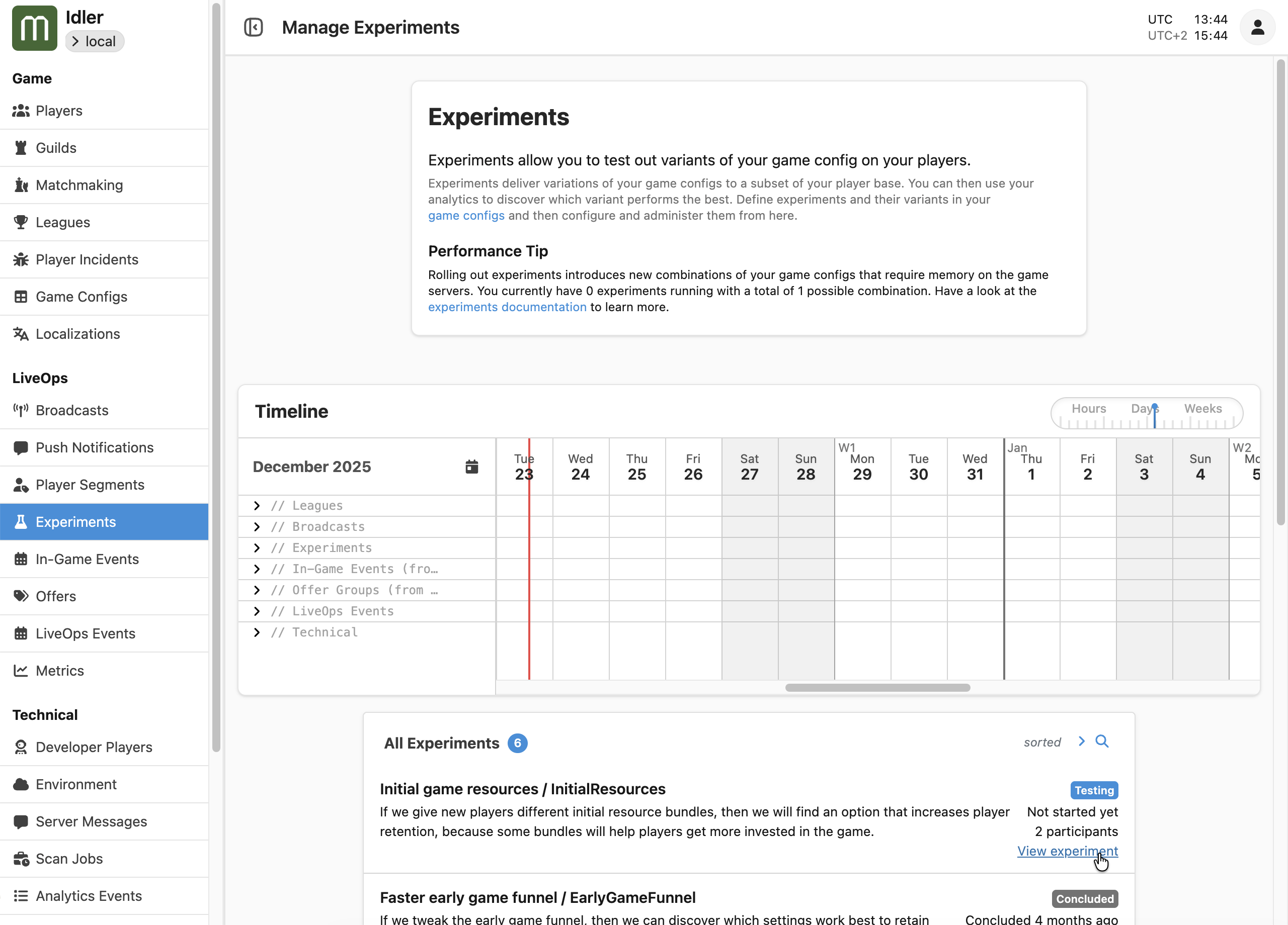 There's your shiny new Experiment, all ready to configure ✨