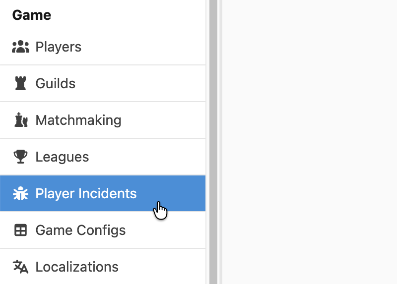 Player incidents menu item