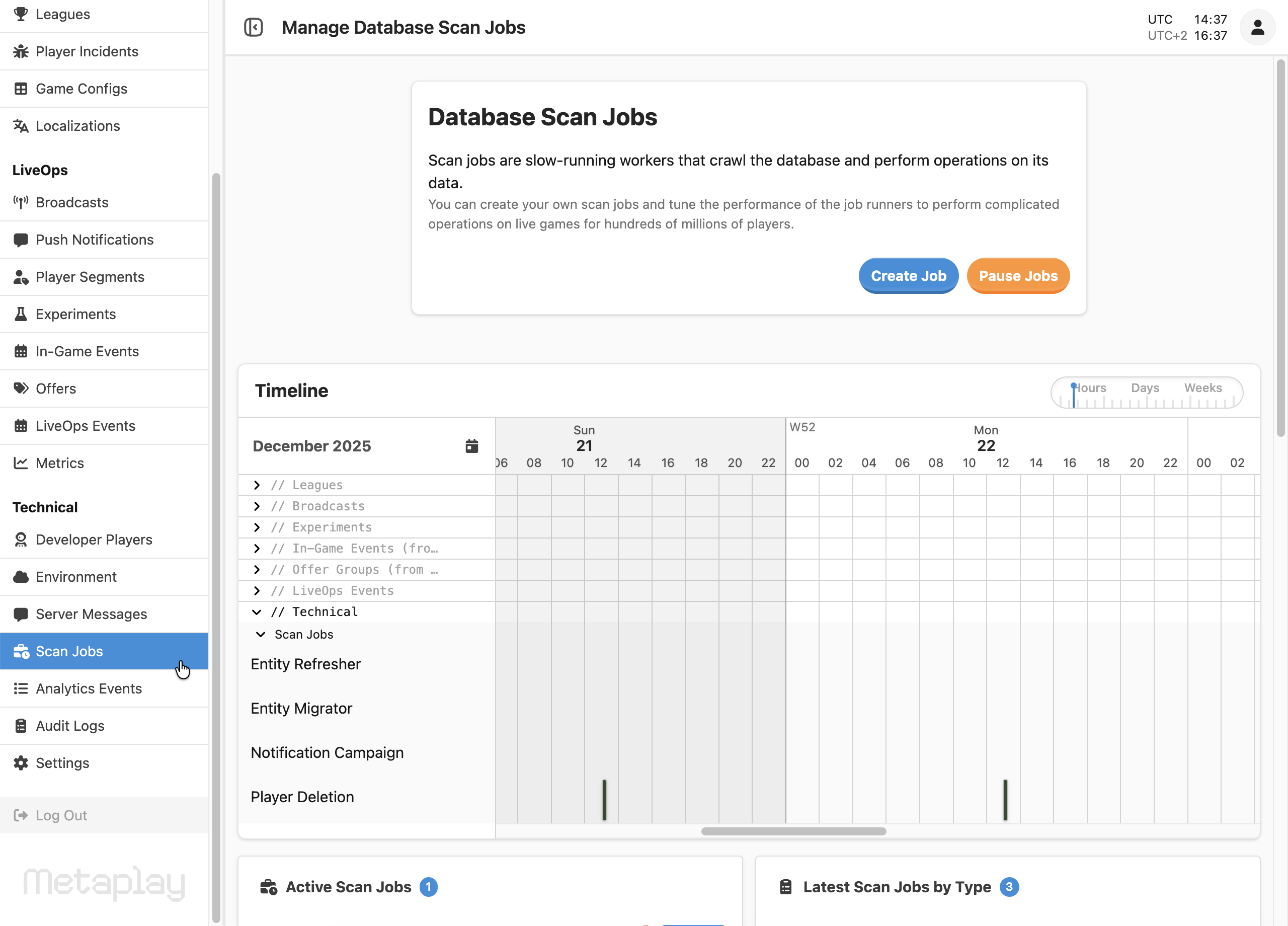 You can view and manage ongoing scan jobs in the LiveOps Dashboard.