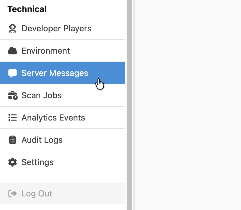 Server Messages menu item.