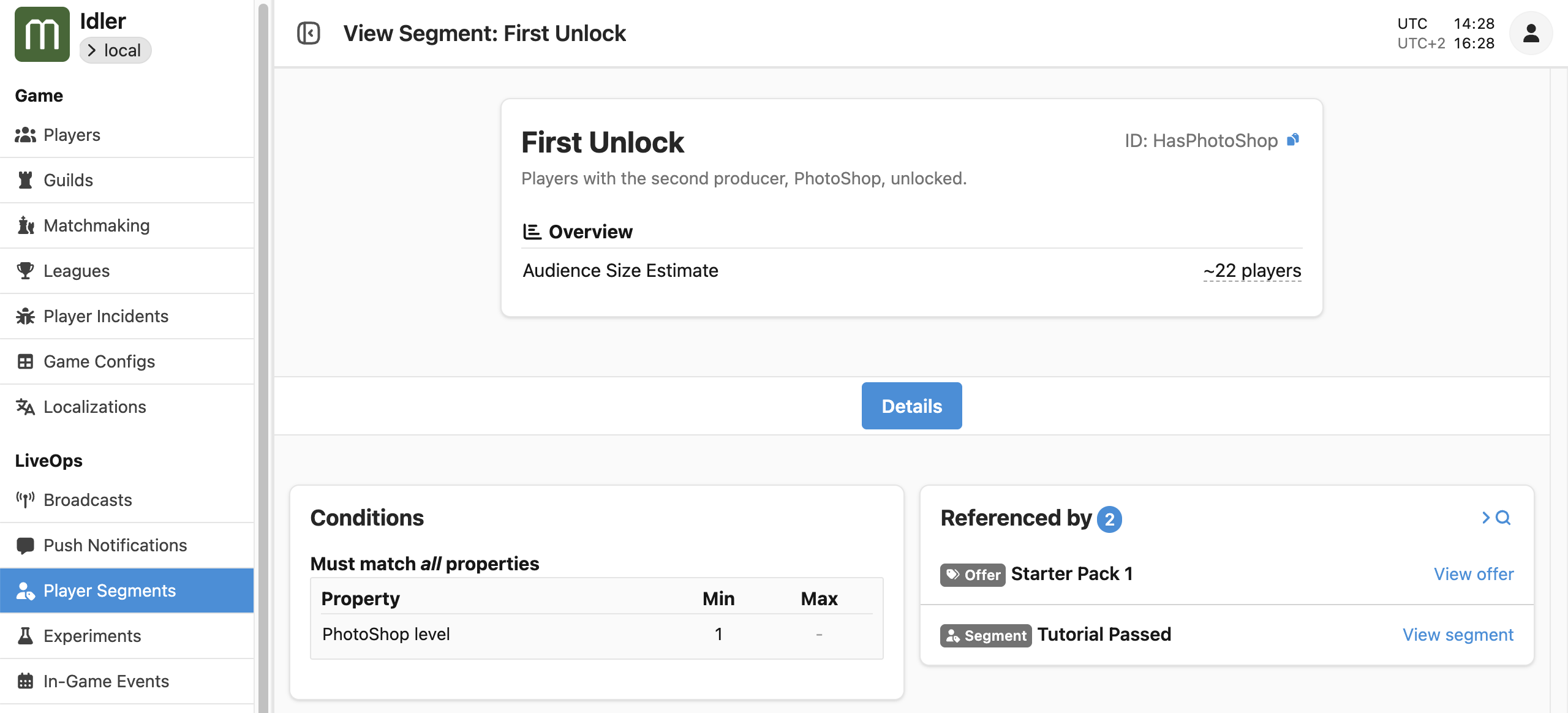 Segments can be inspected individually to see how they are defined and used.