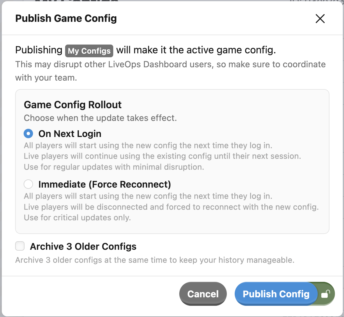 Publish configs.