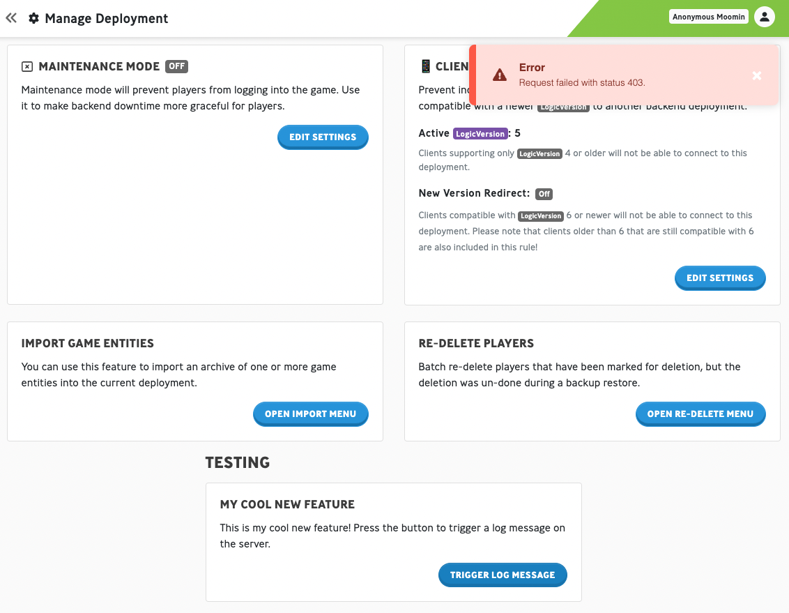 You can easily test roles and permissions using the "assume roles" feature. See Implementing LiveOps Dashboard User Authentication and Authorization for more details.