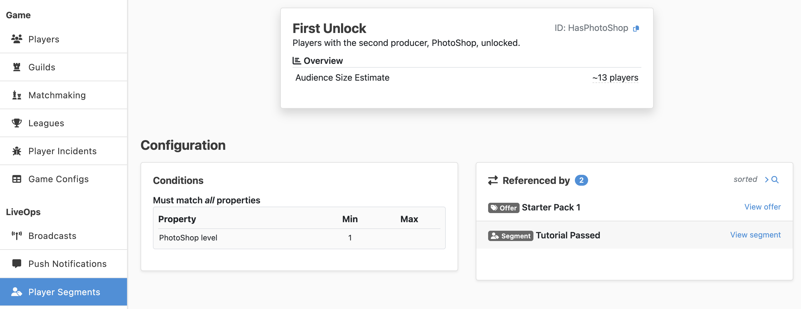 Segments can be inspected individually to see how they are defined and used.